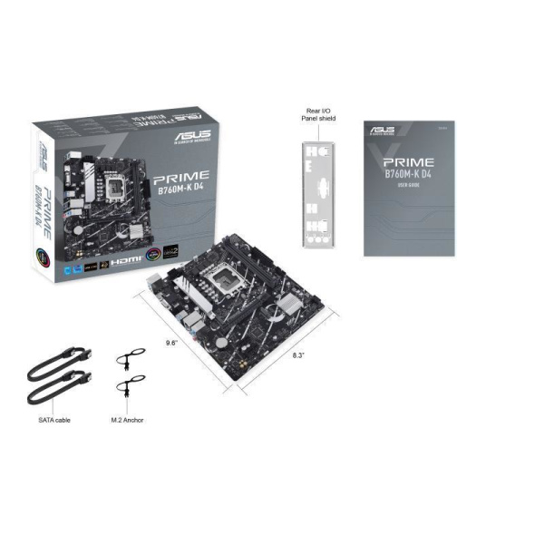 Mainboard ASUS Intel B760 Express LGA1700 Micro-ATX Memory DDR4 Memory slots 2 2xPCI-Express 4.0 1x 1xPCI-Express 4.0 16x 2xM.2 1x15pin D-sub 1xHDMI 2xUSB 2.0 4xUSB 3.2 1xPS/2 1xRJ45 3xAudio port PRIMEB760M-KD4 - Image 6