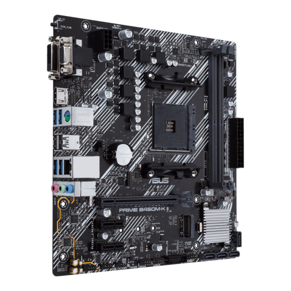 Mainboard ASUS AMD B450 SAM4 MicroATX 2xPCI-Express 2.0 1x 1xPCI-Express 3.0 16x 1xM.2 Memory DDR4 Memory slots 2 1x15pin D-sub 1xDVI 1xHDMI 2xAudio-In 1xAudio-Out 2xUSB 2.0 4xUSB 3.2 1xPS/2 1xRJ45 PRIMEB450M-KII - Image 2