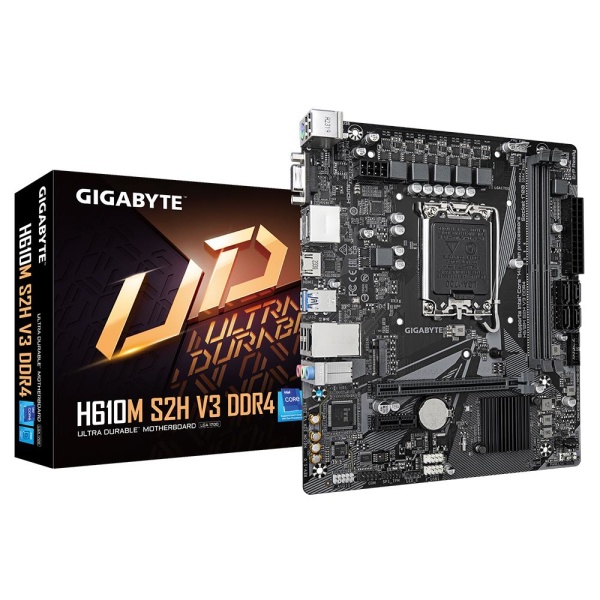 Mainboard GIGABYTE Intel H610 LGA1700 Micro-ATX Memory DDR4 Memory slots 2 1xPCI-Express 3.0 1x 1xPCI-Express 4.0 16x 1xM.2 1x15pin D-sub 1xHDMI 2xDisplayPort 4xUSB 2.0 2xUSB 3.2 1xPS/2 1xRJ45 3xAudio port H610MS2HV3DDR4