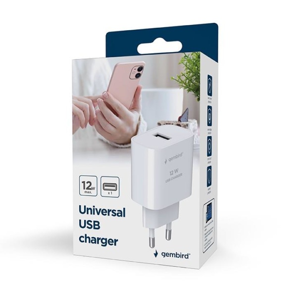 CHARGER USB UNIVERSAL 2.4A/WHITE TA-UC-1A12-01 GEMBIRD - Image 4