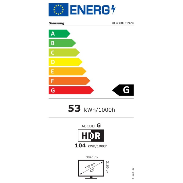 TV Set SAMSUNG 43" 4K/Smart 3840x2160 Wireless LAN Bluetooth Tizen Black UE43DU7192UXXH - Image 2