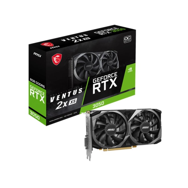 Graphics Card MSI NVIDIA GeForce RTX 3050 8 GB GDDR6 128 bit PCIE 4.0 8x Dual Slot Fansink 1xDVI-D 1xHDMI 1xDisplayPort RTX3050VEN2XXS8GOC