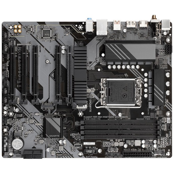 Mainboard GIGABYTE Intel B760 Express LGA1700 ATX Memory DDR5 Memory slots 4 4xPCI-Express 3.0 1x 1xPCI-Express 4.0 16x 2xM.2 1xHDMI 1xDisplayPort 2xAudio-In 1xAudio-Out 4xUSB 2.0 1xUSB 3.2 1xUSB-C 1xPS/2 1xRJ45 2xRF-Out B760DS3HAX1.1 - Image 3