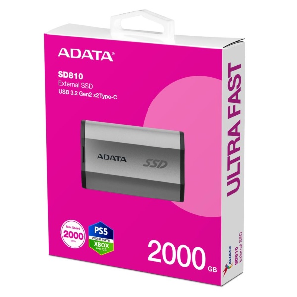 External SSD ADATA SD810 2TB USB-C Write speed 2000 MBytes/sec Read speed 2000 MBytes/sec SD810-2000G-CSG - Image 6