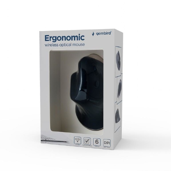 MOUSE USB OPTICAL WRL BLACK/ERGONOMIC MUSW-ERGO-03 GEMBIRD - Image 7