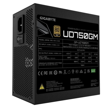 Power Supply GIGABYTE GP-UD750GM 750 Watts Efficiency 80 PLUS GOLD PFC Active MTBF 100000 hours GP-UD750GM - Image 5