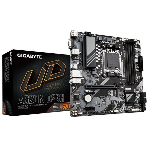 Mainboard GIGABYTE AMD A620 SAM5 Micro-ATX Memory DDR5 Memory slots 4 1xPCI-Express 4x 1xPCI-Express 3.0 1x 1xM.2 1x15pin D-sub 1xHDMI 1xDisplayPort 4xUSB 2.0 1xUSB 3.2 1xUSB-C 1xPS/2 1xRJ45 3xAudio port A620MDS3H1.1