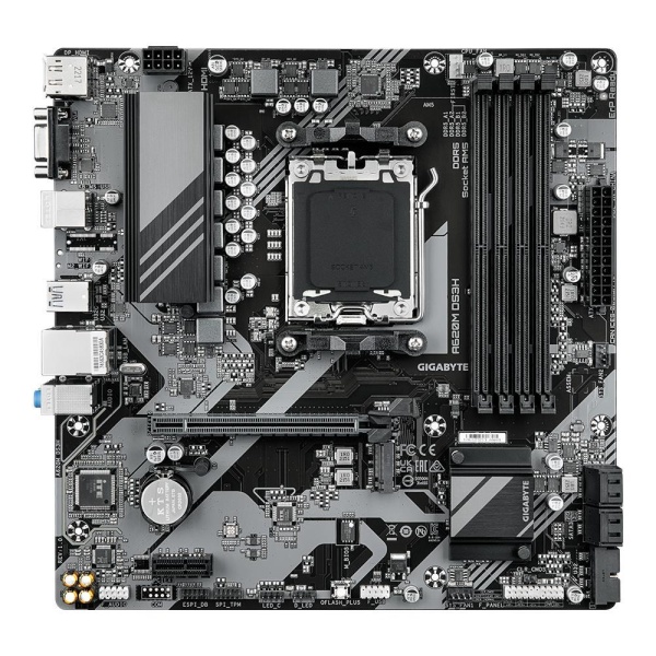 Mainboard GIGABYTE AMD A620 SAM5 Micro-ATX Memory DDR5 Memory slots 4 1xPCI-Express 4x 1xPCI-Express 3.0 1x 1xM.2 1x15pin D-sub 1xHDMI 1xDisplayPort 4xUSB 2.0 1xUSB 3.2 1xUSB-C 1xPS/2 1xRJ45 3xAudio port A620MDS3H1.1 - Image 2