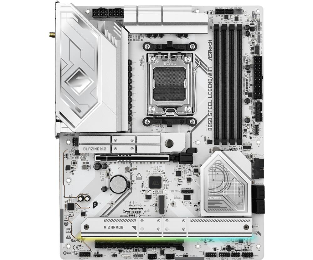 Mainboard ASROCK AMD B850 SAM5 ATX Memory DDR5 Memory slots 4 1xPCI-Express 4.0 16x 1xPCI-Express 5.0 16x 1xM.2 1xHDMI 1xAudio-In 1xAudio-Out 4xUSB 2.0 5xUSB 3.2 2xUSB-C 1xOptical S/PDIF 1xRJ45 B850STEELLEGENDWIFI - Image 3