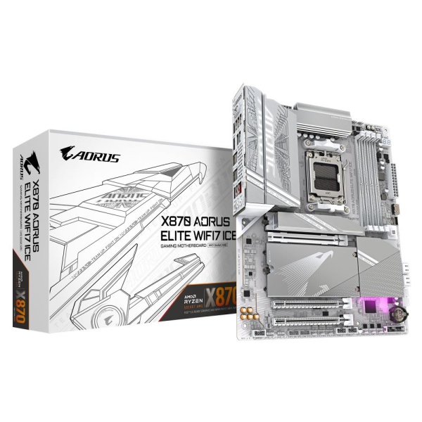 Mainboard GIGABYTE AMD X870E SAM5 ATX Memory DDR5 Memory slots 4 1xPCI-Express 3.0 2x 1xPCI-Express 4.0 4x	 1xPCI-Express 5.0 16x 4xM.2 1xHDMI 4xUSB 2.0 6xUSB 3.2 2xUSB-C 1xOptical S/PDIF 1xRJ45 2xAudio port X870AELITEWF7ICE