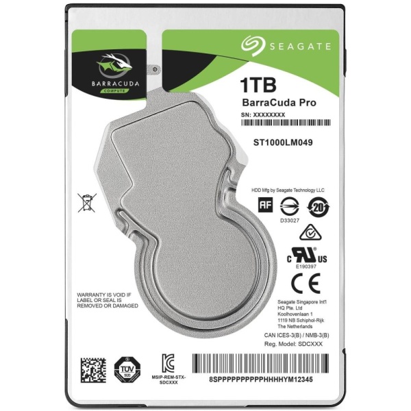 HDD SEAGATE Barracuda Pro 1TB SATA 3.0 128 MB 7200 rpm Discs/Heads 1/2 2,5" Thickness 7mm ST1000LM049 - Image 2