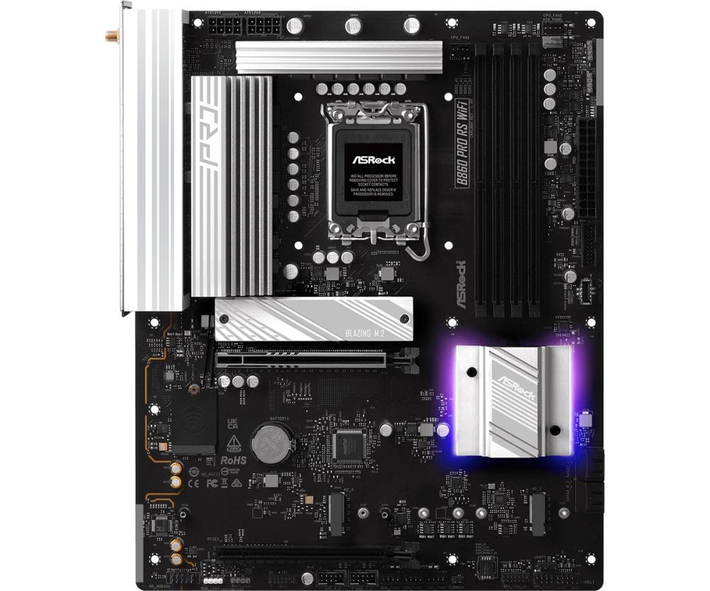 Mainboard ASROCK Memory DDR5 Memory slots 4 1xPCI-Express 4.0 16x 1xPCI-Express 5.0 16x 1xM.2 1xHDMI 1xDisplayPort 1xAudio-In 1xAudio-Out 1xMicrophone 2xUSB 2.0 6xUSB 3.2 1xUSB-C 1xRJ45 B860PRORSWIFI - Image 2