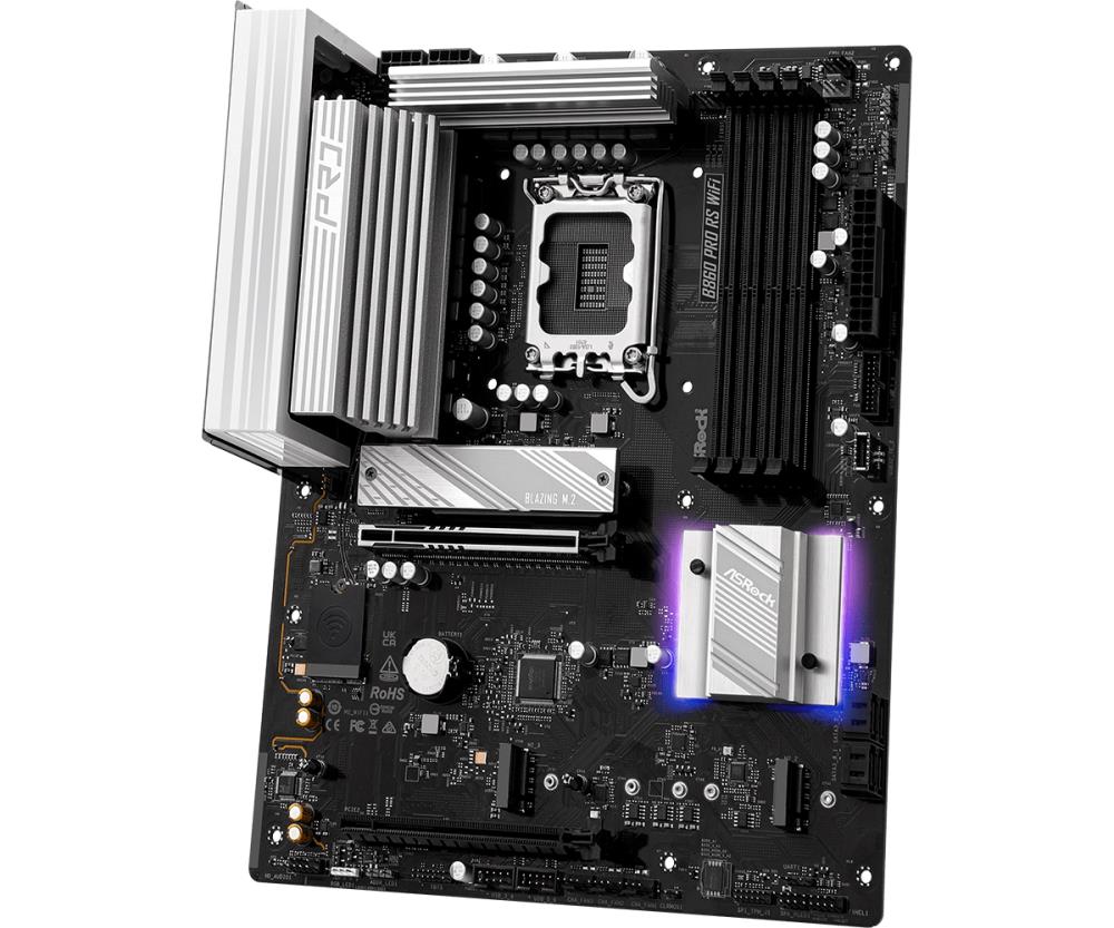 Mainboard ASROCK Memory DDR5 Memory slots 4 1xPCI-Express 4.0 16x 1xPCI-Express 5.0 16x 1xM.2 1xHDMI 1xDisplayPort 1xAudio-In 1xAudio-Out 1xMicrophone 2xUSB 2.0 6xUSB 3.2 1xUSB-C 1xRJ45 B860PRORSWIFI - Image 5