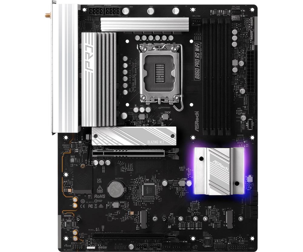 Mainboard ASROCK Memory DDR5 Memory slots 4 1xPCI-Express 4.0 16x 1xPCI-Express 5.0 16x 1xM.2 1xHDMI 1xDisplayPort 1xAudio-In 1xAudio-Out 1xMicrophone 2xUSB 2.0 6xUSB 3.2 1xUSB-C 1xRJ45 B860PRORSWIFI - Image 3