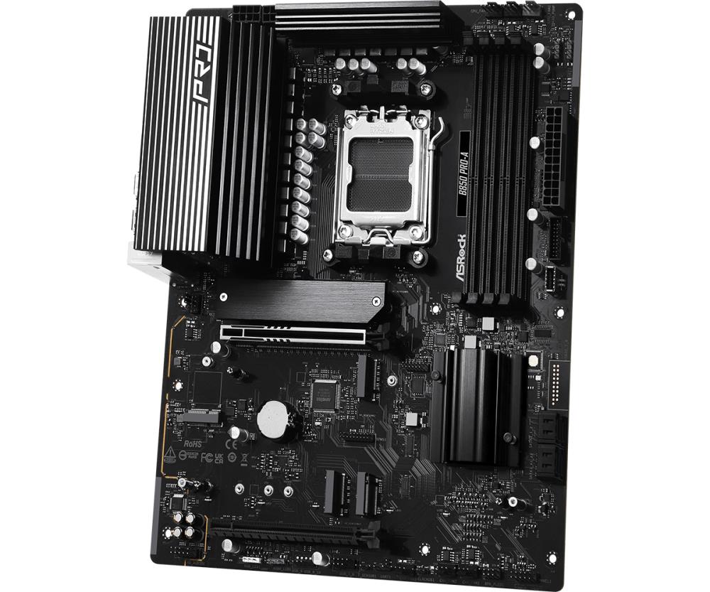 Mainboard ASROCK AMD B850 SAM5 ATX Memory DDR5 Memory slots 4 1xPCI-Express 4.0 16x 1xPCI-Express 5.0 16x 1xM.2 1xHDMI 1xAudio-In 1xAudio-Out 1xMicrophone 6xUSB 2.0 4xUSB 3.2 2xUSB-C 1xRJ45 B850PRO-A - Image 4