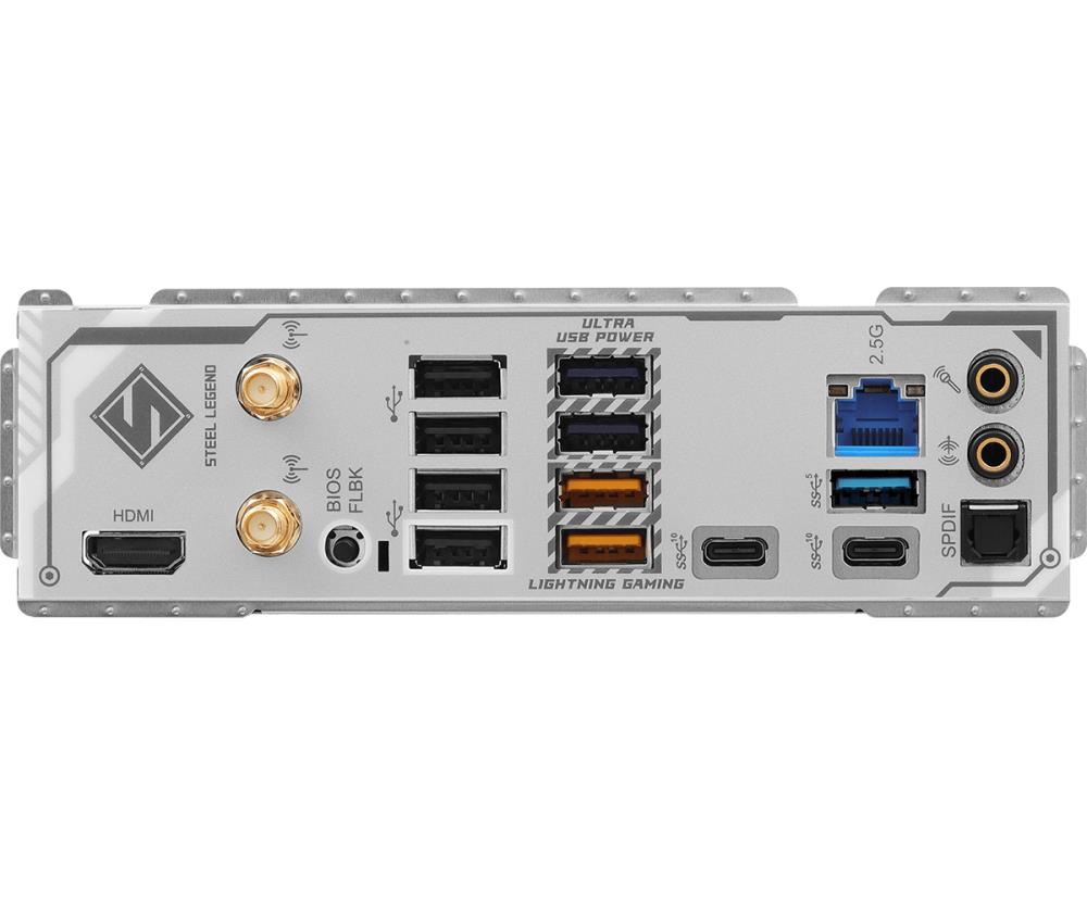 Mainboard ASROCK AMD B850 SAM5 ATX Memory DDR5 Memory slots 4 1xPCI-Express 4.0 16x 1xPCI-Express 5.0 16x 1xM.2 1xHDMI 1xAudio-In 1xAudio-Out 4xUSB 2.0 5xUSB 3.2 2xUSB-C 1xOptical S/PDIF 1xRJ45 B850STEELLEGENDWIFI - Image 6