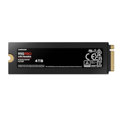 SSD SAMSUNG 990 PRO with Heatsink 4TB M.2 PCIe Gen4 NVMe TLC Write speed 6900 MBytes/sec Read speed 7450 MBytes/sec TBW 2400 TB MTBF 1500000 hours MZ-V9P4T0CW - Image 3
