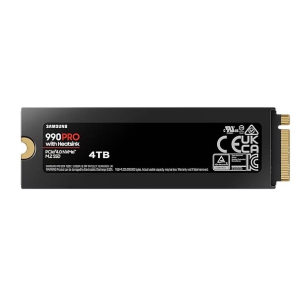 SSD SAMSUNG 990 PRO with Heatsink 4TB M.2 PCIe Gen4 NVMe TLC Write speed 6900 MBytes/sec Read speed 7450 MBytes/sec TBW 2400 TB MTBF 1500000 hours MZ-V9P4T0CW - Image 3