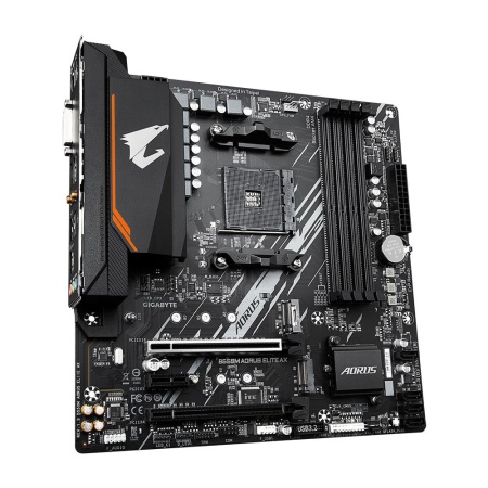 Mainboard GIGABYTE AMD B550 SAM4 Micro-ATX Memory DDR4 Memory slots 4 1xPCI-Express 3.0 1x 1xPCI-Express 3.0 4x 1xPCI-Express 4.0 16x 2xM.2 1xDVI-D 1xHDMI 4xUSB 2.0 4xUSB 3.2 1xPS/2 1xRJ45 3xAudio port B550MAORUSELITEAX1.3 - Image 2
