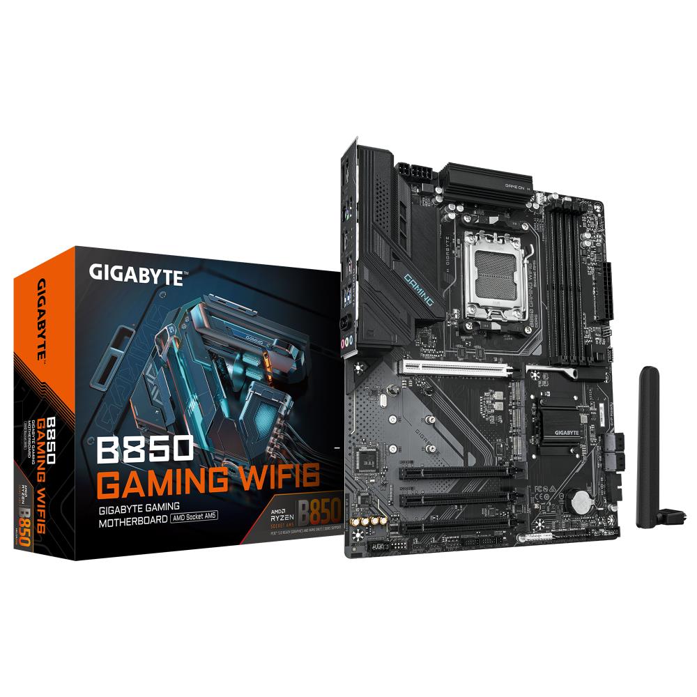 Mainboard GIGABYTE AMD B850 SAM5 ATX Memory DDR5 Memory slots 4 4xPCI-Express 16x 3xM.2 1xHDMI 1xDisplayPort 1xAudio-In 1xAudio-Out 1xMicrophone 4xUSB 2.0 4xUSB 3.2 1xUSB-C 1xPS/2 1xRJ45 B850GAMINGWF6