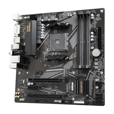 Mainboard GIGABYTE AMD B550 SAM4 Micro-ATX Memory DDR4 Memory slots 4 1xPCI-Express 3.0 1x 1xPCI-Express 3.0 4x 1xPCI-Express 4.0 16x 2xM.2 1xDVI-D 1xHDMI 1xDisplayPort 4xUSB 2.0 4xUSB 3.2 1xPS/2 1xRJ45 3xAudio port B550MDS3HAC1.5 - Image 3