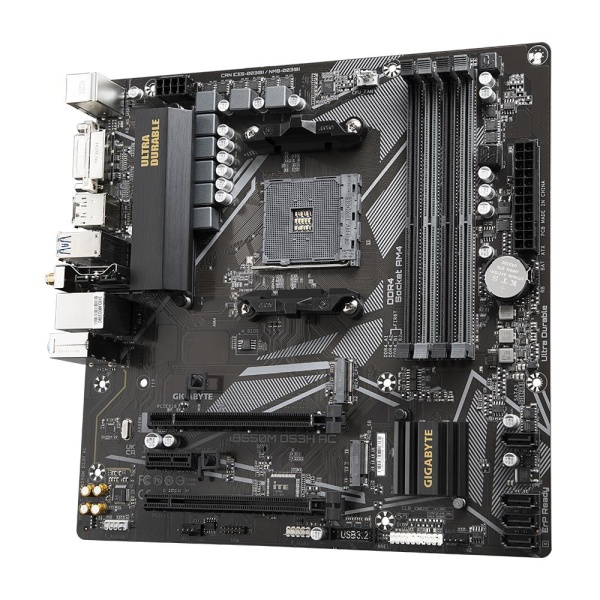 Mainboard GIGABYTE AMD B550 SAM4 Micro-ATX Memory DDR4 Memory slots 4 1xPCI-Express 3.0 1x 1xPCI-Express 3.0 4x 1xPCI-Express 4.0 16x 2xM.2 1xDVI-D 1xHDMI 1xDisplayPort 4xUSB 2.0 4xUSB 3.2 1xPS/2 1xRJ45 3xAudio port B550MDS3HAC1.5 - Image 3