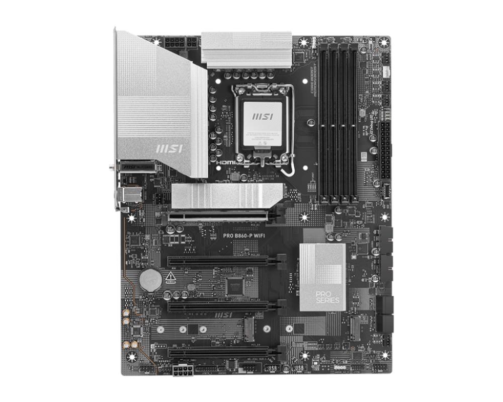 Mainboard MSI Intel B860 Express LGA1851 ATX Memory DDR5 Memory slots 4 2xPCI-Express 4.0 1x 1xPCI-Express 4.0 4x 1xPCI-Express 5.0 16x 3xM.2 1xHDMI 1xDisplayPort 8xUSB 2.0 2xUSB 3.2 1xUSB-C 1xRJ45 3xAudio port 1xThunderbolt PROB860-PWIFI - Image 2
