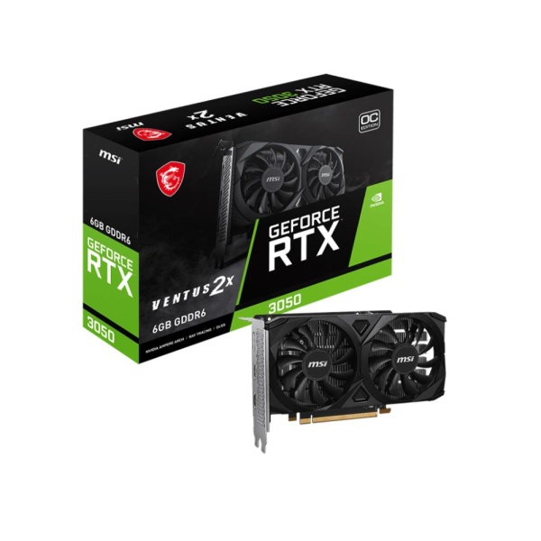 Graphics Card MSI NVIDIA GeForce RTX 3050 6 GB GDDR6 96 bit PCIE 4.0 16x Dual Slot Fansink 2xHDMI 1xDisplayPort RTX3050VEN2XE6GOC