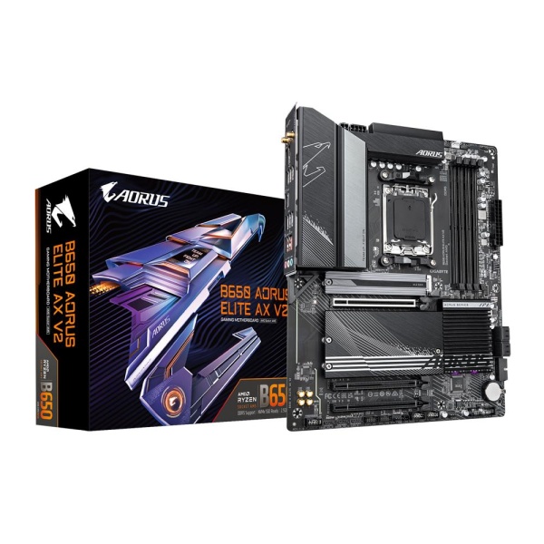 Mainboard GIGABYTE AMD B650 SAM5 ATX Memory DDR5 Memory slots 4 1xPCI-Express 16x 2xPCI-Express 2.0 16x 3xM.2 1xHDMI 1xDisplayPort 4xUSB 2.0 7xUSB 3.2 1xUSB-C 1xRJ45 3xAudio port B650AELITEAXV21.1