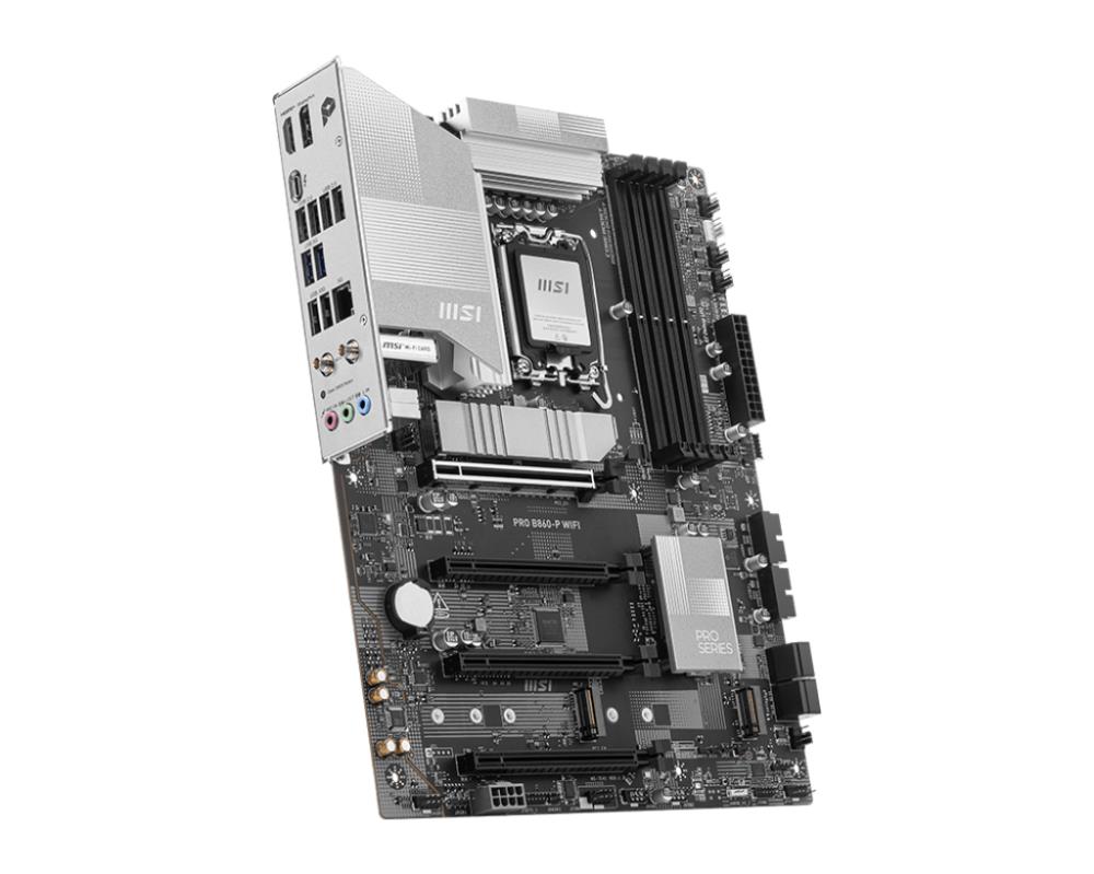 Mainboard MSI Intel B860 Express LGA1851 ATX Memory DDR5 Memory slots 4 2xPCI-Express 4.0 1x 1xPCI-Express 4.0 4x 1xPCI-Express 5.0 16x 3xM.2 1xHDMI 1xDisplayPort 8xUSB 2.0 2xUSB 3.2 1xUSB-C 1xRJ45 3xAudio port 1xThunderbolt PROB860-PWIFI - Image 3
