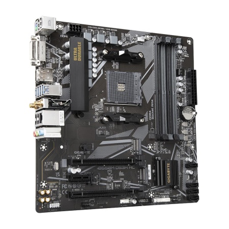 Mainboard GIGABYTE AMD B550 SAM4 Micro-ATX Memory DDR4 Memory slots 4 1xPCI-Express 3.0 1x 1xPCI-Express 3.0 4x 1xPCI-Express 4.0 16x 2xM.2 1xDVI-D 1xHDMI 1xDisplayPort 4xUSB 2.0 4xUSB 3.2 1xPS/2 1xRJ45 3xAudio port B550MDS3HAC1.5 - Image 2
