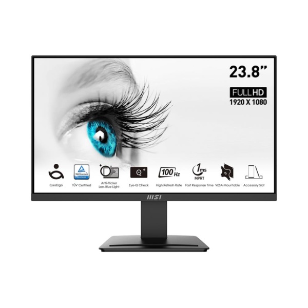 LCD Monitor MSI PRO MP2412 23.8" Business Panel VA 1920x1080 16:9 100Hz Matte 4 ms Tilt Colour Black PROMP2412