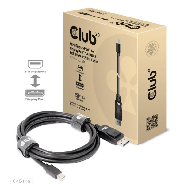 CABLE MINI DP TO DP 2M/M/M CAC-1115 CLUB3D - Image 2