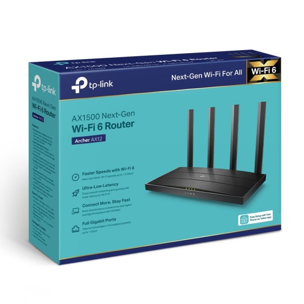 Wireless Router TP-LINK Wireless Router 1500 Mbps Wi-Fi 6 1 WAN 3x10/100/1000M Number of antennas 4 ARCHERAX12 - Image 4