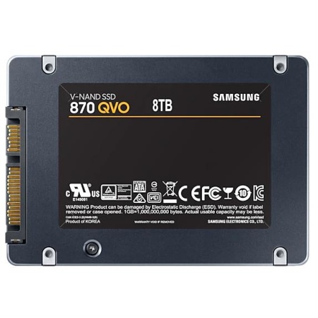 SSD SAMSUNG 870 QVO 8TB SATA 3.0 Write speed 530 MBytes/sec Read speed 560 MBytes/sec 2,5" TBW 2880 TB MTBF 1500000 hours MZ-77Q8T0BW - Image 2