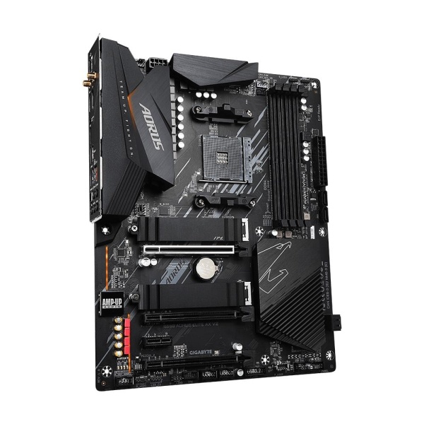 Mainboard GIGABYTE AMD B550 SAM4 ATX Memory DDR4 Memory slots 4 2xPCI-Express 3.0 1x 1xPCI-Express 3.0 2x 1xPCI-Express 4.0 16x 2xM.2 1xHDMI 1xDisplayPort 2xAudio-In 3xAudio-Out 2xUSB 2.0 5xUSB 3.2 1xOptical S/PDIF 1xRJ45 2xRF-Out B550AORUSELITEAXV2 - Image 2