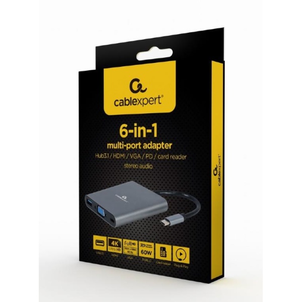 I/O ADAPTER USB-C TO HDMI/USB3/6IN1 A-CM-COMBO6-01 GEMBIRD - Image 3