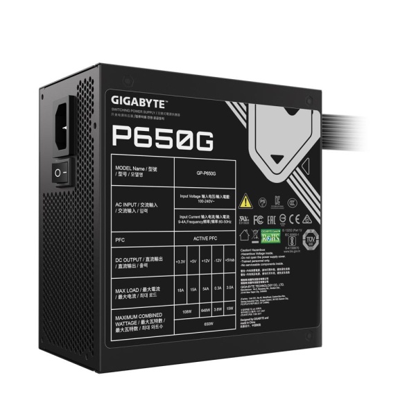 Power Supply GIGABYTE GP-P650G 650 Watts Efficiency 80 PLUS GOLD PFC Active MTBF 100000 hours GP-P650G - Image 4