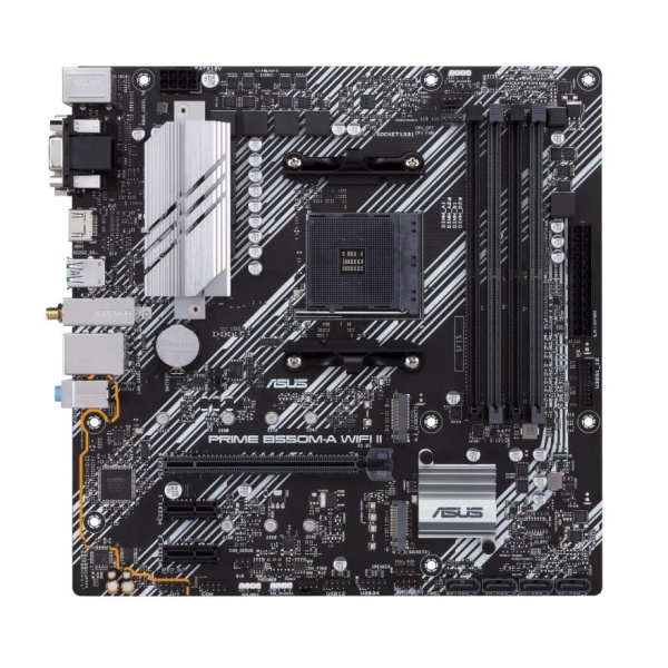 Mainboard ASUS AMD B550 SAM4 MicroATX Memory DDR4 Memory slots 4 2xPCI-Express 3.0 1x 1xPCI-Express 4.0 16x 2xM.2 1x15pin D-sub 1xDVI-D 1xHDMI 2xAudio-In 1xAudio-Out 6xUSB 3.2 1xPS/2 1xRJ45 PRIMEB550M-AWIFIII - Image 2