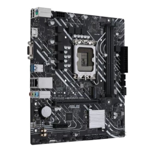 Mainboard ASUS Intel H610 LGA1700 MicroATX Memory DDR4 Memory slots 2 1xPCI-Express 3.0 1x 1xPCI-Express 4.0 16x 1xM.2 1x15pin D-sub 1xHDMI 2xAudio-In 1xAudio-Out 4xUSB 2.0 2xUSB 3.2 1xPS/2 1xRJ45 PRIMEH610M-KD4 - Image 2