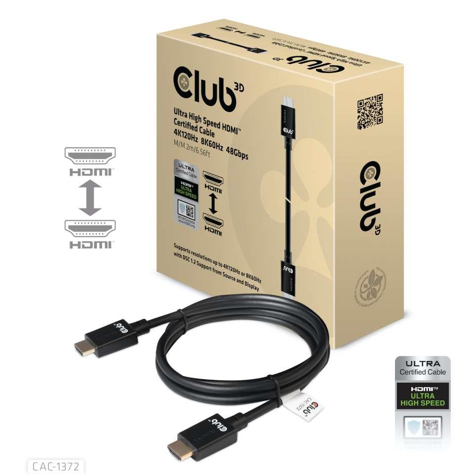CABLE HDMI TO HDMI 2M/M/M CAC-1372 CLUB3D - Image 2