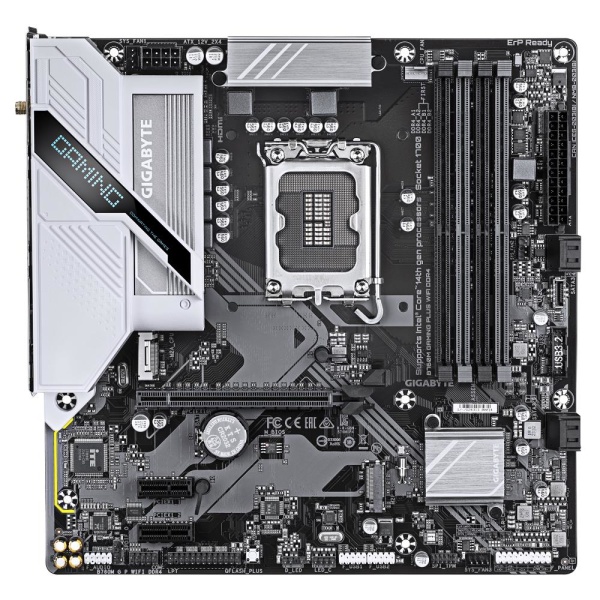 Mainboard GIGABYTE Intel B760 Express LGA1700 Micro-ATX Memory DDR4 Memory slots 4 2xPCI-Express 3.0 1x 1xPCI-Express 4.0 16x 2xM.2 1xHDMI 1xDisplayPort 2xUSB 2.0 1xUSB 3.2 1xUSB-C 1xPS/2 1xOptical S/PDIF 1xRJ45 3xAudio port B760MGPWIFIDDR41.0 - Image 2