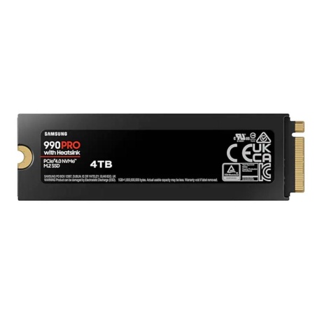 SSD SAMSUNG 990 PRO with Heatsink 4TB M.2 PCIe Gen4 NVMe TLC Write speed 6900 MBytes/sec Read speed 7450 MBytes/sec 2.3mm TBW 1200 TB MTBF 1500000 hours MZ-V9P4T0GW - Image 3