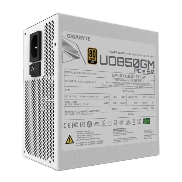 Power Supply GIGABYTE 850 Watts Efficiency 80 PLUS GOLD PFC Active MTBF 100000 hours GP-UD850GMPG5W - Image 7
