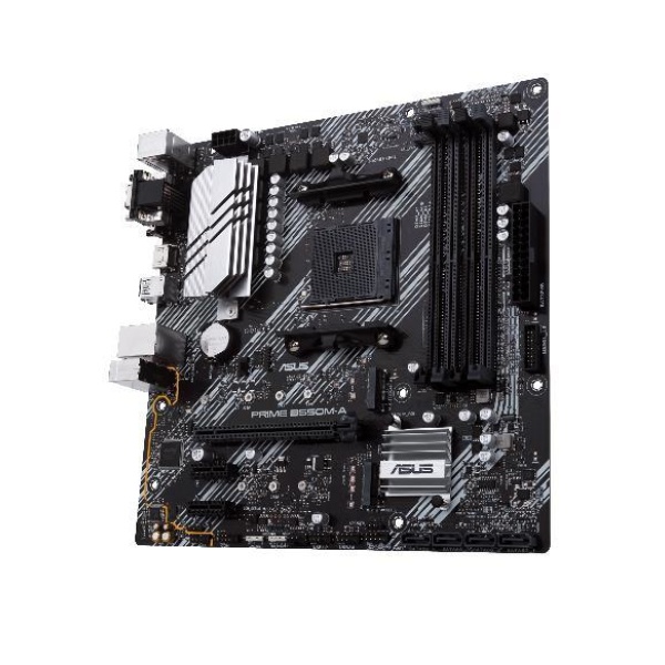 Mainboard ASUS AMD B550 SAM4 MicroATX Memory DDR4 Memory slots 4 2xPCI-Express 3.0 1x 1xPCI-Express 4.0 16x 2xM.2 1x15pin D-sub 1xDVI-D 1xHDMI 6xUSB 3.2 1xPS/2 1xRJ45 3xAudio port PRIMEB550M-A - Image 4