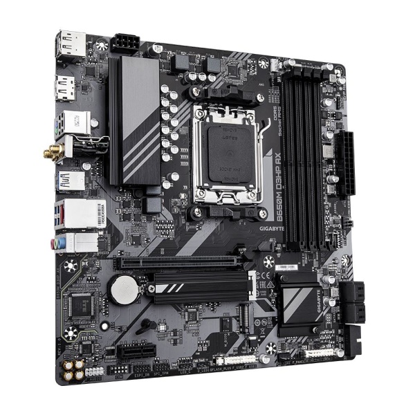 Mainboard GIGABYTE AMD B650 SAM5 Micro-ATX Memory DDR5 Memory slots 4 1xPCI-Express 16x 1xPCI-Express 3.0 1x 2xM.2 1xHDMI 2xDisplayPort 2xUSB 2.0 4xUSB 3.2 1xUSB-C 1xPS/2 1xRJ45 3xAudio port B650MD3HPAX - Image 3