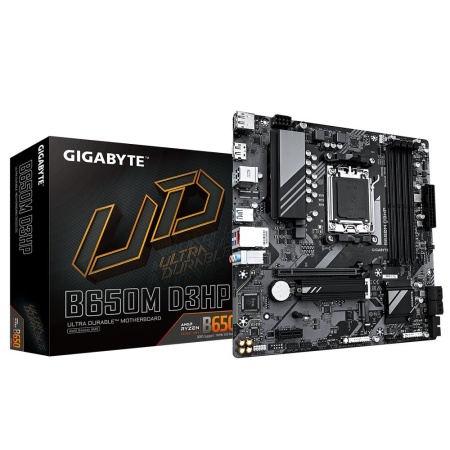 Mainboard GIGABYTE AMD B650 SAM5 Micro-ATX Memory DDR5 Memory slots 4 1xPCI-Express 3.0 1x 1xPCI-Express 4.0 16x 2xM.2 1xHDMI 2xDisplayPort 2xUSB 2.0 3xUSB 3.2 1xUSB-C 1xPS/2 1xRJ45 3xAudio port B650MD3HP