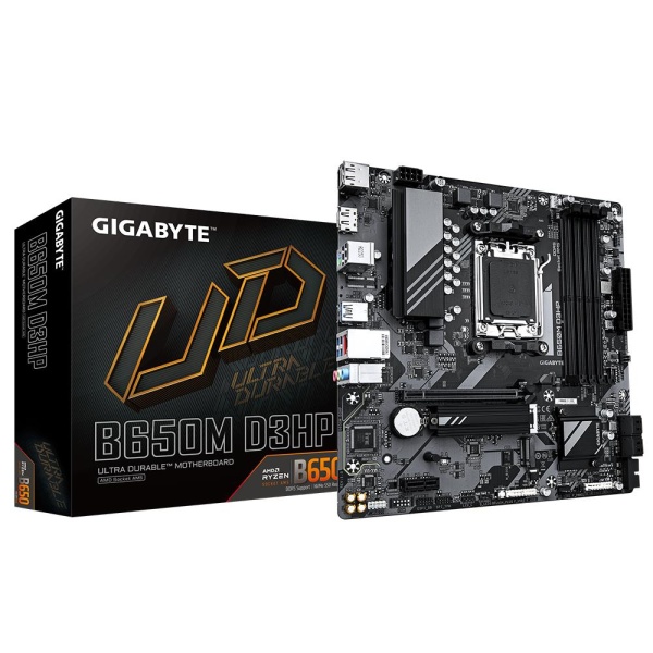 Mainboard GIGABYTE AMD B650 SAM5 Micro-ATX Memory DDR5 Memory slots 4 1xPCI-Express 3.0 1x 1xPCI-Express 4.0 16x 2xM.2 1xHDMI 2xDisplayPort 2xUSB 2.0 3xUSB 3.2 1xUSB-C 1xPS/2 1xRJ45 3xAudio port B650MD3HP