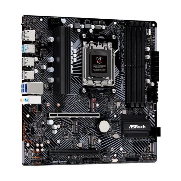 Mainboard ASROCK AMD B650 SAM5 Micro-ATX Memory DDR5 Memory slots 4 1xPCI-Express 3.0 16x 1xPCI-Express 4.0 16x 3xM.2 1xHDMI 1xDisplayPort 4xUSB 2.0 3xUSB 3.2 1xUSB-C 1xRJ45 3xAudio port B650MPGLIGHTNING - Image 5