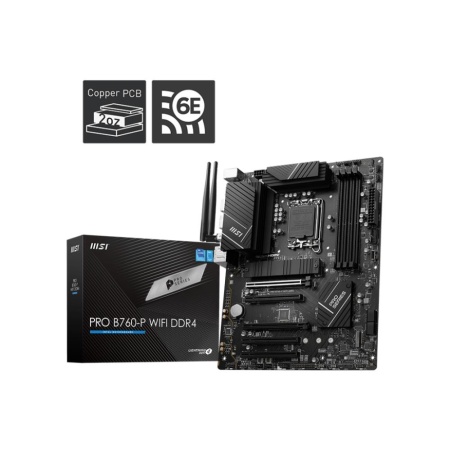 Mainboard MSI Intel B760 Express LGA1700 ATX Memory DDR4 Memory slots 4 5xPCI-Express 5.0 16x 2xM.2 1xHDMI 1xDisplayPort 4xUSB 2.0 2xUSB 3.2 1xUSB-C 1xPS/2 1xOptical S/PDIF 1xRJ45 5xAudio port PROB760-PWIFIDDR4